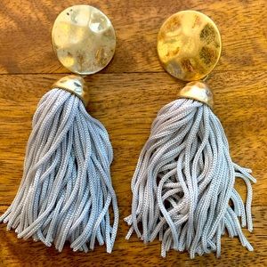 Grey fringe tangle earrings
